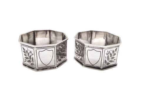 fig 1. Pair of Antique Victorian Sterling Silver Napkin Rings in Case 1893