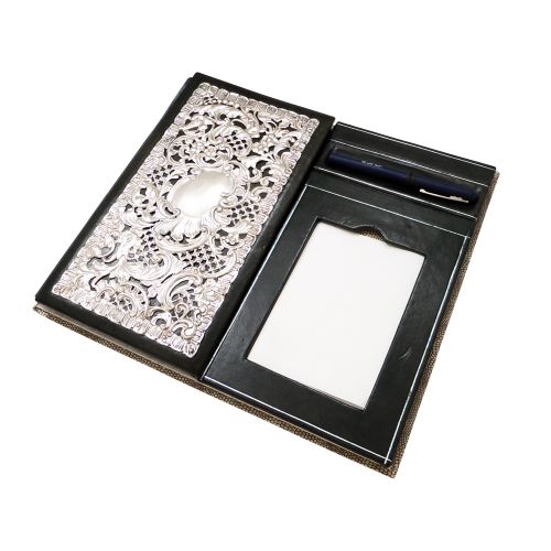 Antique Victorian Sterling Silver Desk Top Stationery Folder 1899