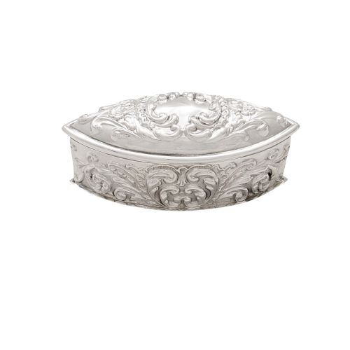 Antique Victorian Sterling Silver 4 1/2" Trinket Box 1899
