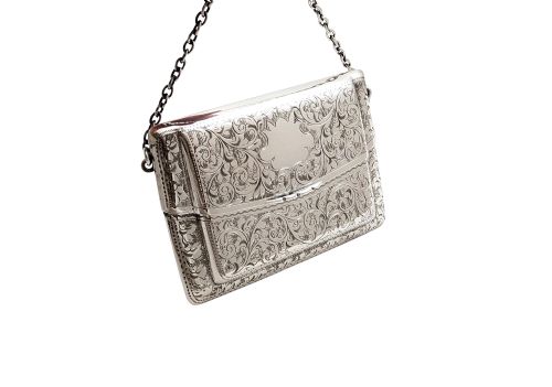 fig 1. Antique Edwardian Sterling Silver Double Card Case 1910