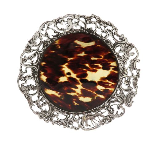 Antique Victorian Sterling Silver & Tortoiseshell Tray / Dish 1888