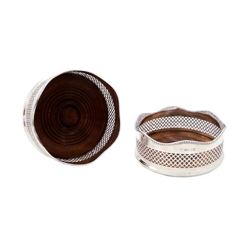 Pair of Vintage Sterling Silver Wine / Champagne Coasters