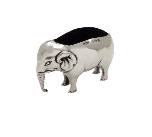 fig 1. Large Antique Edwardian Sterling Silver Elephant Pin Cushion 1906