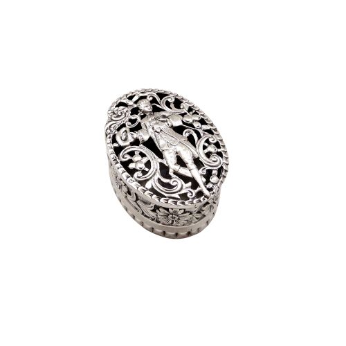 Antique Victorian Sterling Silver Pierced Trinket Box 1899