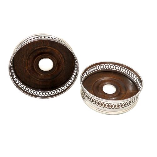Pair of Vintage Sterling Silver Wine / Champagne Coasters 1965