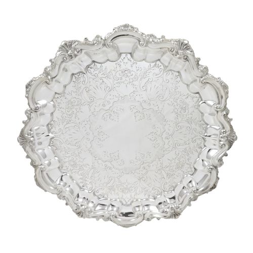 Antique Victorian Sterling Silver 11" Tray / Salver 1898