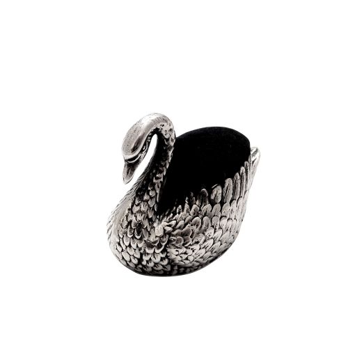 Antique Edwardian Sterling Silver Swan Pin Cushion 1906