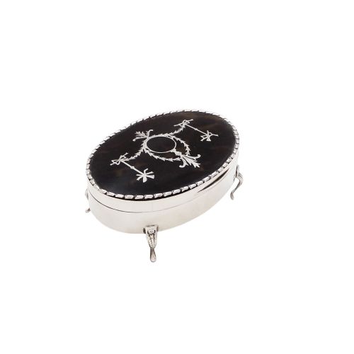 Antique Edwardian Sterling Silver &  Tortoiseshell Trinket Box 1907