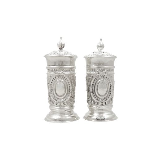 Pair of Antique Victorian Sterling Silver Pepper Pots 1891 - Mappin & Webb