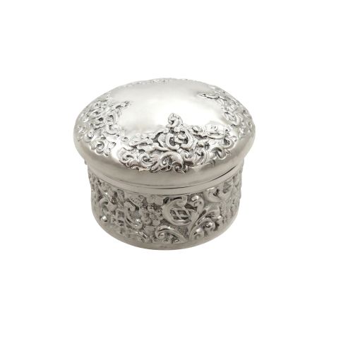 Antique Edwardian Sterling Silver Vanity Pot / Box 1903