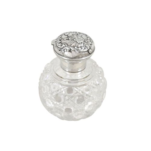Antique Victorian Sterling Silver & Cut Glass Scent Bottle 1900