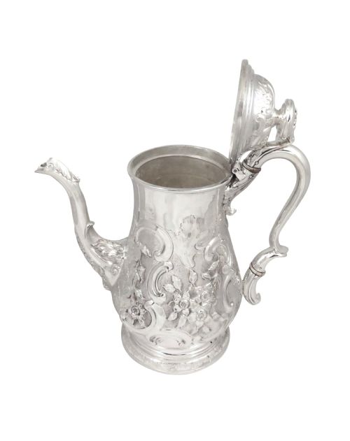fig 1. Antique Georgian Sterling Silver Newcastle Coffee Pot - 1740