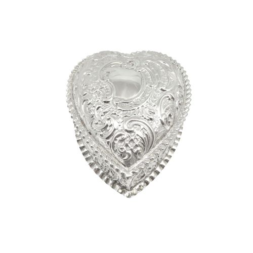 Antique Victorian Sterling Silver Heart Trinket Box 1894