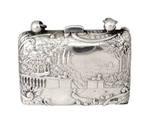 fig 1. Antique Edwardian Sterling Silver Purse 1903 - The Music Lesson