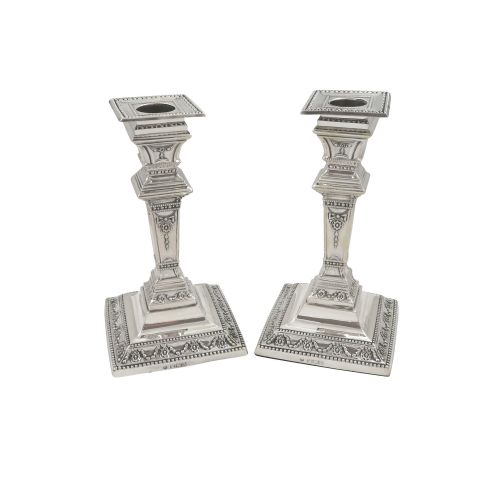 Pair of Antique Victorian Sterling Silver 6" Candlesticks 1893