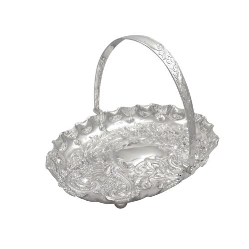 Antique Edwardian Sterling Silver 9 1/2" Basket 1904