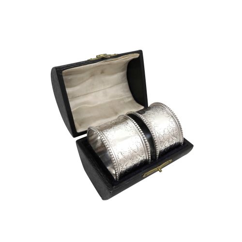 Pair of Antique Sterling Silver Napkin Rings in Case 1918 / 1921