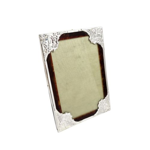 Antique Sterling Silver & Tortoiseshell 7 1/2" Photo Frame - 1927 - Butterflies