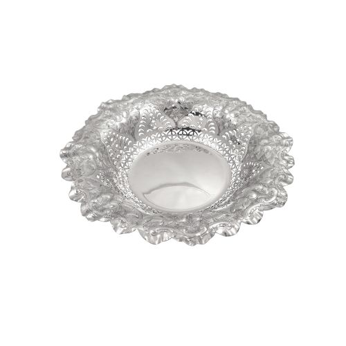 Antique Victorian Sterling Silver 9" Pierced Dish / Bowl 1892