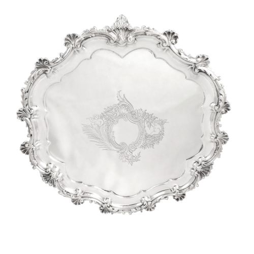 Antique Victorian Sterling Silver 13" Tray / Salver 1893