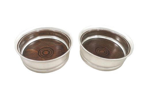 fig 1. Pair of Antique Sterling Silver Wine / Bottle Coasters 1932