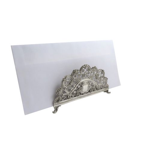 Antique German Silver Pierced Letter Rack C1920