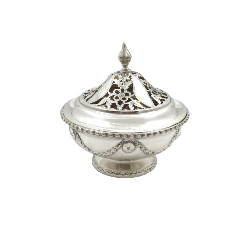Antique Edwardian Sterling Silver Pierced Lid Pot /Box 1909
