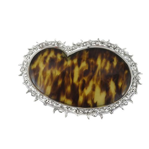 Antique Sterling Silver & Tortoiseshell Dish / Pin Tray 1891