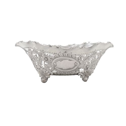 Antique Edwardian Sterling Silver Pierced 8" Basket / Dish 1901