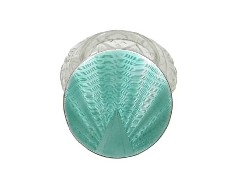 fig 1. Antique Sterling Silver & Light Green Enamel Vanity Jar 1930