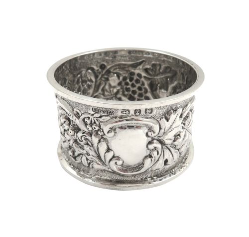 fig 1. Antique Victorian Sterling Silver Napkin Ring in Case 1899