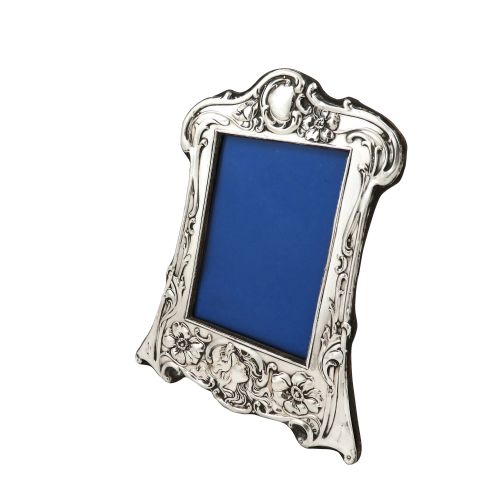 Antique Art Nouveau Sterling Silver 8" Photo Frame 1910