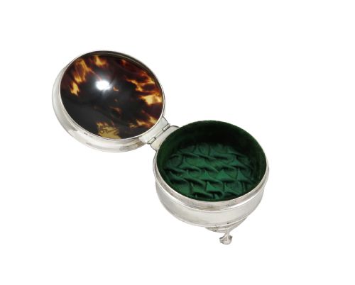 fig 1. Antique Sterling Silver & Tortoiseshell Trinket Box 1917