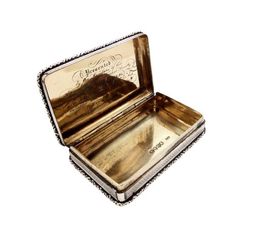 fig 1. Antique Victorian Sterling Silver Snuff Box 1844
