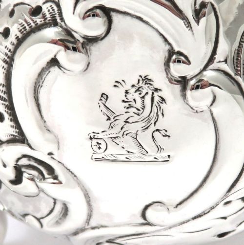 fig 1. Antique Victorian Sterling Silver Jug with Lion Crest 1843