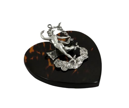 fig 1. Antique Victorian Sterling Silver & Tortoiseshell Desk Top 'Hermes' Letter Clip 1895