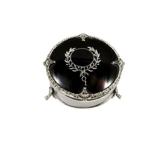 Antique Edwardian Sterling Silver & Tortoiseshell Trinket Box 1910