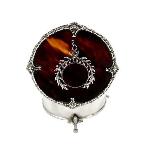 fig 1. Antique Edwardian Sterling Silver & Tortoiseshell Trinket Box 1910