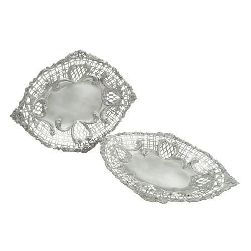 Pair of Antique Victorian Sterling Silver 11 1/2" Dishes / Bowls 1891/94