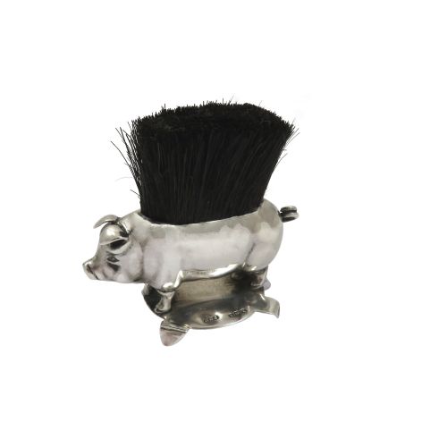 Antique Sterling Silver Desk Top 'Pig' Pen Wipe 1924