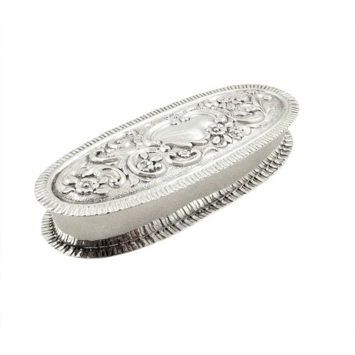 Antique Edwardian Sterling Silver Oval Trinket Box 1901