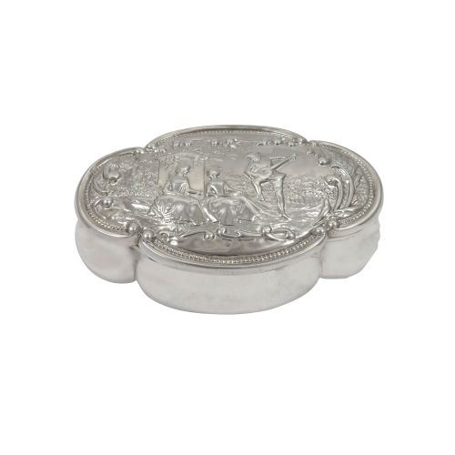 Antique Victorian Sterling Silver 'Music Lesson' Trinket Box 1899