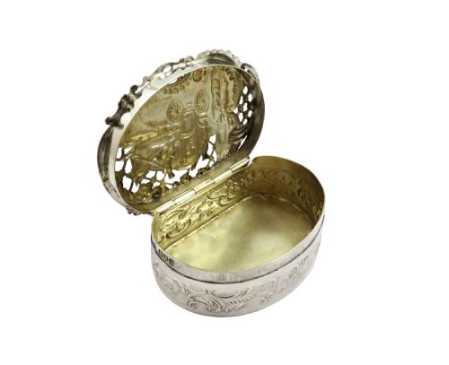 fig 1. Antique Sterling Silver Pierced Wedding Box 1912