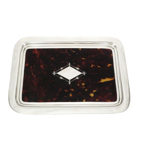 Antique Sterling Silver & Tortoiseshell 11" X 8" Dressing Tray 1928