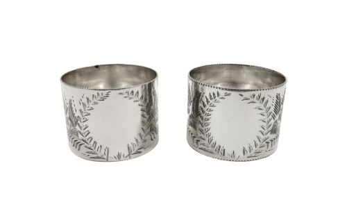 fig 1. Antique Edwardian Sterling Silver Napkin Rings in Case 1902 / 1905