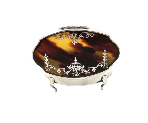 fig 1. Antique Sterling Silver & Tortoiseshell Trinket Box 1916