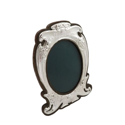 Antique Art Nouveau Sterling Silver Photo Frame 1904 - Friendship Is a Sheltering Tree
