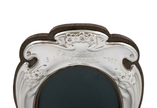 fig 1. Antique Art Nouveau Sterling Silver Photo Frame 1904 - Friendship is a Sheltering Tree