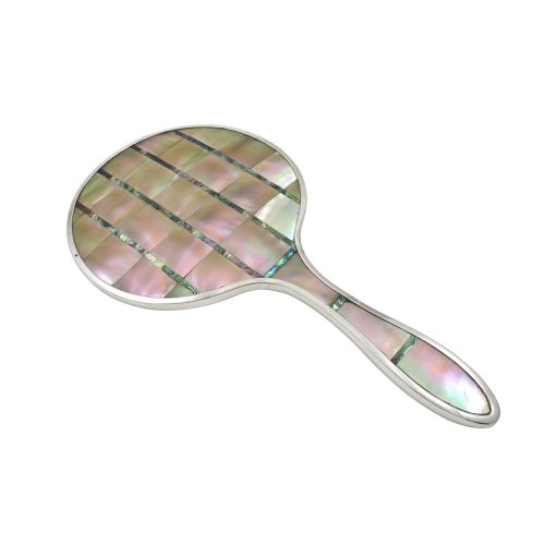 Antique Sterling Silver & Mother of Pearl Hand Mirror 1922