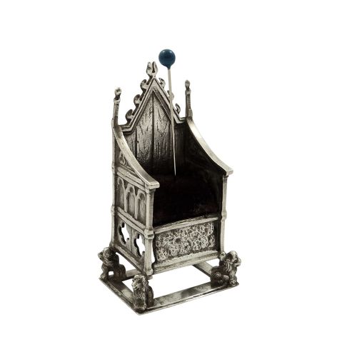 Antique Edwardian Sterling Silver Chair / Throne Pin Cushion 1910